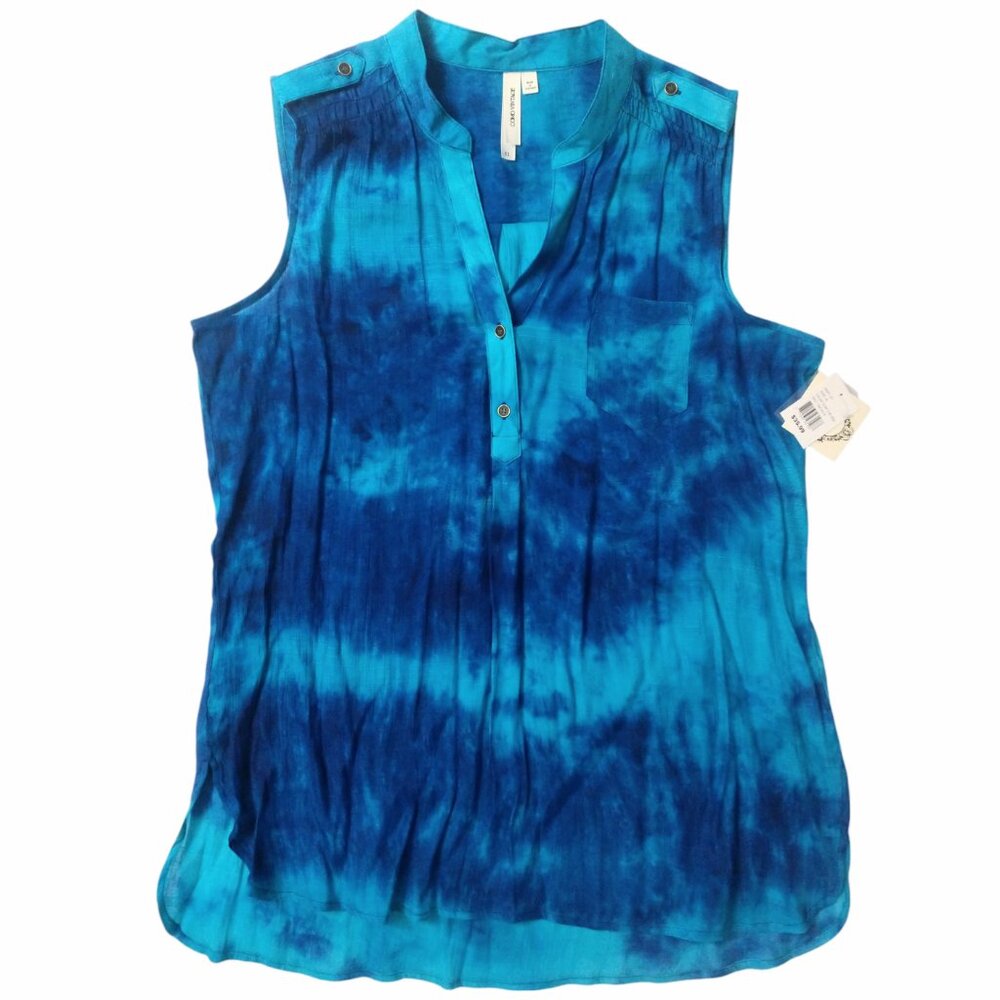 Como Vintage Blue Tie-Dye Sleeveless Tank Top